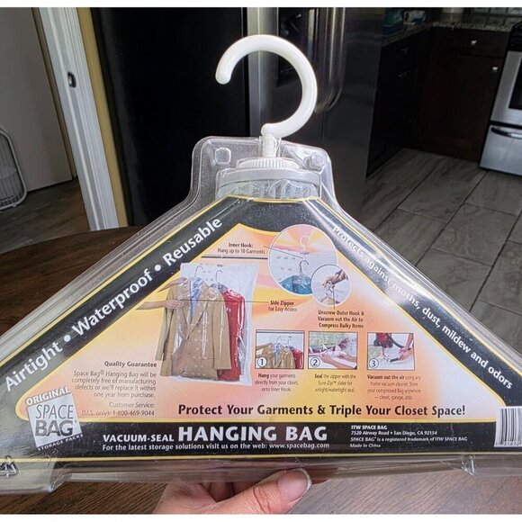 Original Space Bag Hanging Bag Vacuum Seal Compress up to 10 Garments New - Picture 4 of 7
